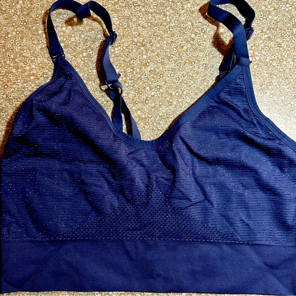 Diadora sports bra, blue with silver